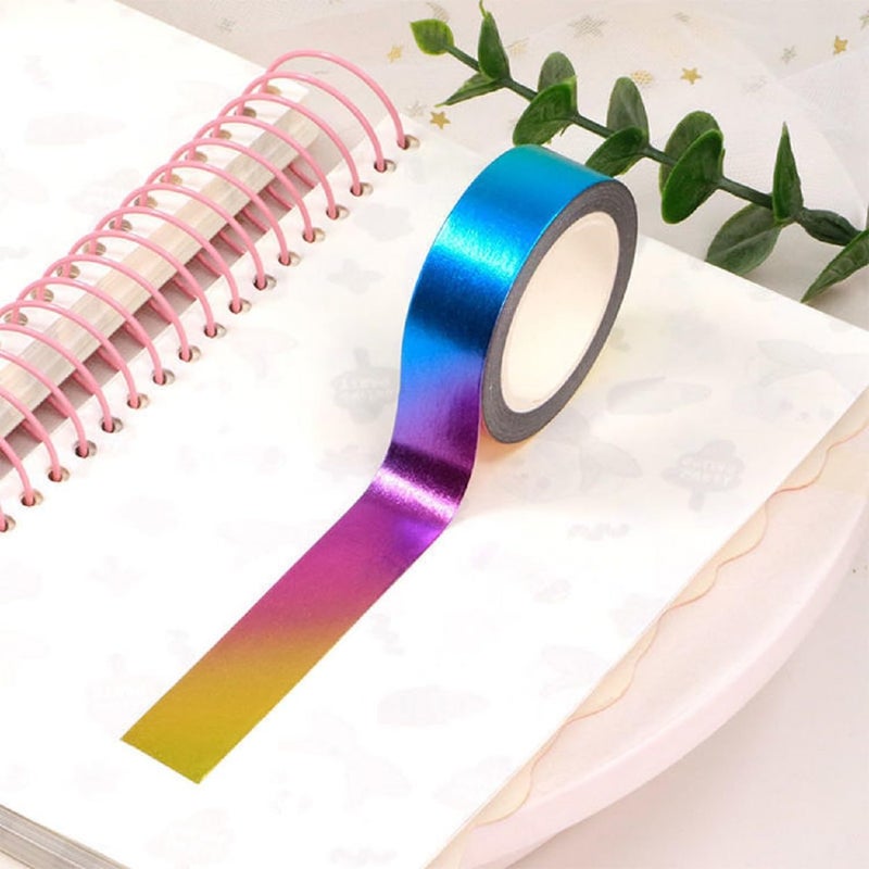 Syntego Solid Foil Washi Tape Decorative Self Adhesive Masking Tape 15mm x 10 Meters (Rainbow) - Image 2